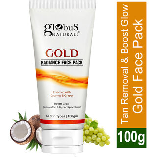                      Globus Naturals Gold Radiance Anti Ageing  Brightening Face Pack Enriched with Saffron, Liquorice  Walnut, Fights Premature Ageing, Boosts Glow, Provides Deep Exfoliation, All Skin Types, 100 gms                                              