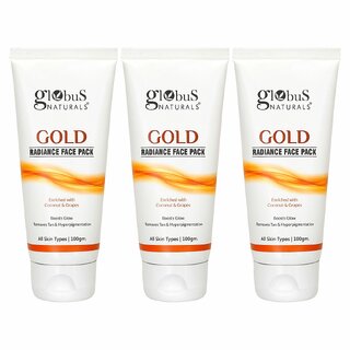 Globus Naturals Gold Radiance Anti Ageing Brightening Face Pack Enriched with Saffron, Liquorice Walnut, Fights Premature Ageing, Boosts Glow, Provides Deep Exfoliation, All Skin Types, 100 gms, Set of 3 Globus Naturals Gold Radiance Anti Ageing Brightening Face Pack Enriched with Saffron, Liquorice Walnut, Fights Premature Ageing, Boosts Glow, Provides Deep Exfoliation, All Skin Types, 100 gms, Set of 3