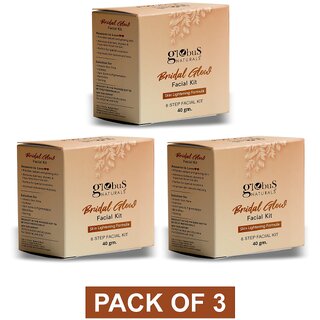 Globus Naturals Illuminating Bridal Glow 6 Step Facial Kit, For Radiant Glowing Skin, Enriched with Saffron Liquorice, Suitable For All Skin Types, 40gm, Set of 3 Globus Naturals Illuminating Bridal Glow 6 Step Facial Kit, For Radiant Glowing Skin, Enriched with Saffron Liquorice, Suitable For All Skin Types, 40gm, Set of 3