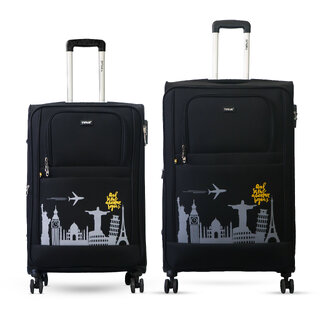 Timus Salsa Plus 68cm,78cm -Soft Luggage Trolley Bags Combo Set 2 Soft Spinner Wheels - Black Timus Salsa Plus 68cm,78cm -Soft Luggage Trolley Bags Combo Set 2 Soft Spinner Wheels - Black