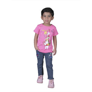                       Kid Kupboard Cotton Baby Girls T-Shirt, Light Pink, Half-Sleeves, 4-5 Years KIDS7163                                              