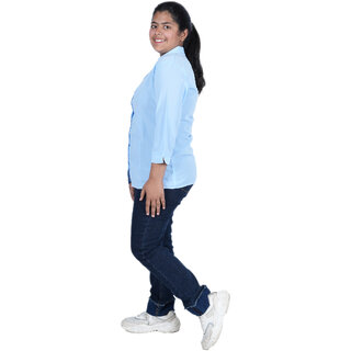 Exclusive Data - Not - Present Kid Kupboard Cotton Girls Shirt, Light Blue, Full-Sleeves, Above 