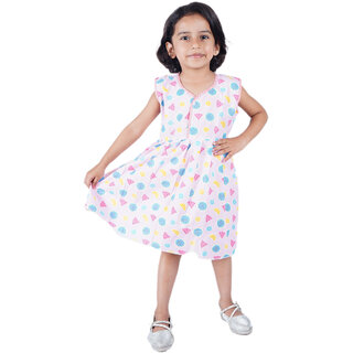                       Kid Kupboard Cotton Girls A-Line Frock, Light Purple, Sleeveless, 5-6 Years KIDS7174                                              