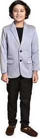 PRINT CULTR Boys Solid Single Breasted Party Blazer (Blue)