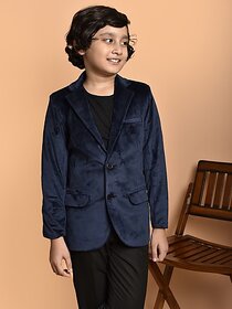 PRINT CULTR Boys Solid Single Breasted Party Blazer (Dark Blue)