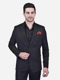 Print Cultr Solid Single Breasted Festive & Wedding Men Blazer (Black)