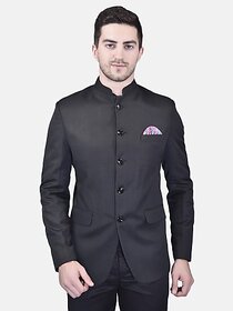 PrintCultr Mandarin Festive & Wedding Men Blazer (Black)