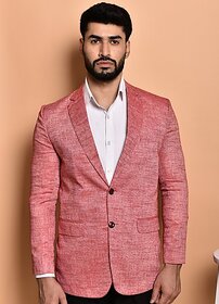 PrintCultr Solid Mandarin Festive & Wedding Men Blazer (Pink)