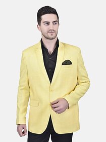 PrintCultr Solid Single Breasted Festive & Wedding Men Blazer (Yellow)