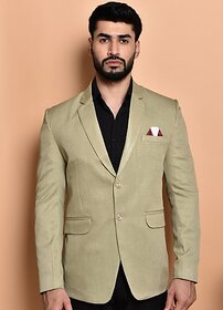 PrintCultr Solid Mandarin Festive & Wedding Men Blazer (Brown)