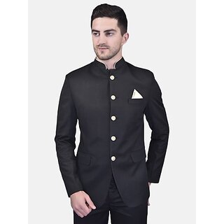 PrintCultr PrintCultr Men Solid Mandarin Casual, Festive & Wedding, Party Blazer (Black)