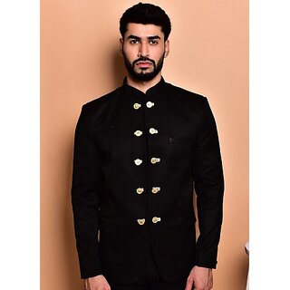 PrintCultr PrintCultr Men Solid Single Breasted Casual Blazer (Black)