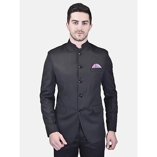 PrintCultr Mandarin Festive & Wedding Men Blazer (Black)