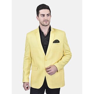 PrintCultr Solid Single Breasted Festive & Wedding Men Blazer (Yellow)