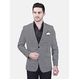                      PrintCultr Printed Single Breasted Festive & Wedding Men Blazer (Black, White)                                              