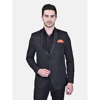                       PrintCultr Solid Single Breasted Festive & Wedding Men Blazer (Black)                                              