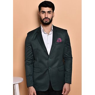                       PrintCultr PrintCultr Men Solid Single Breasted Casual Blazer (Green)                                              