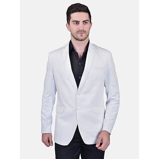                       PrintCultr Solid Single Breasted Festive & Wedding Men Blazer (White)                                              
