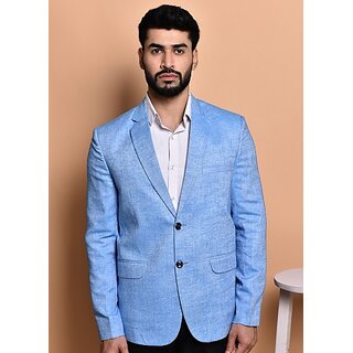                       PrintCultr PrintCultr Men Solid Single Breasted Casual Blazer (Blue)                                              