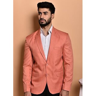                       PrintCultr PrintCultr Men Solid Single Breasted Casual Blazer (Pink)                                              
