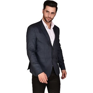                       PrintCultr Single Breasted Festive & Wedding Men Blazer (Dark Blue)                                              