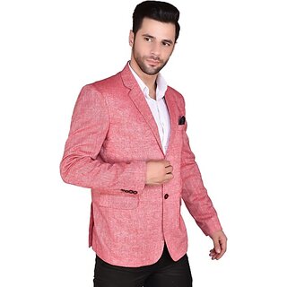                       PrintCultr Single Breasted Festive & Wedding Men Blazer (Pink)                                              
