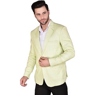                       PrintCultr Solid Single Breasted Festive & Wedding Men Blazer (Beige)                                              