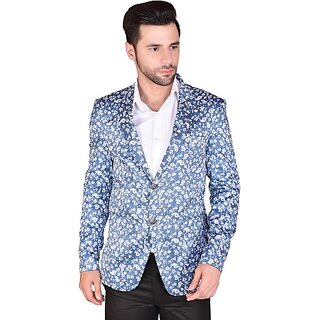                       PrintCultr PrintCultr Men Solid Single Breasted Festive & Wedding Blazer (Blue)                                              