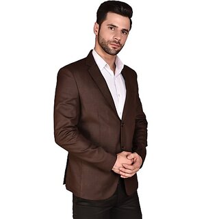                       PrintCultr PrintCultr Men Solid Single Breasted Festive & Wedding Blazer (Brown)                                              