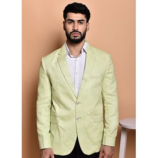                       PrintCultr PrintCultr Men Solid Single Breasted Casual Blazer (Green)                                              