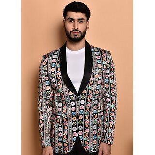                       PrintCultr PrintCultr Men Printed Single Breasted Casual Blazer (Multicolor)                                              