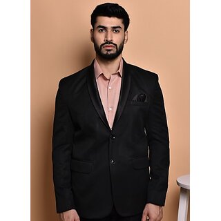                       PrintCultr PrintCultr Men Solid Single Breasted Casual Blazer (Black)                                              