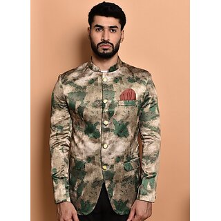                       PrintCultr PrintCultr Men Printed Single Breasted Casual Blazer (Beige)                                              
