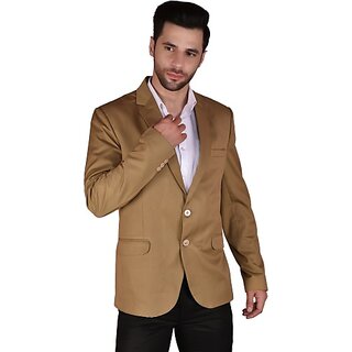                       PrintCultr Solid Single Breasted Festive & Wedding Men Blazer (Beige)                                              