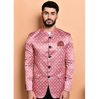                       PrintCultr PrintCultr Men Printed Single Breasted Casual Blazer (Pink)                                              