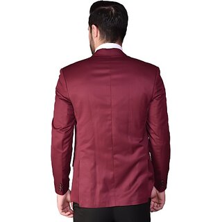                       PrintCultr Solid Double Breasted Festive & Wedding Men Blazer (Maroon)                                              