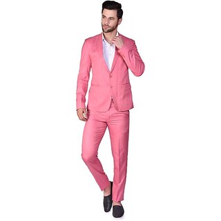                       PrintCultr PrintCultr Men Solid Single Breasted Festive & Wedding Blazer (Pink)                                              