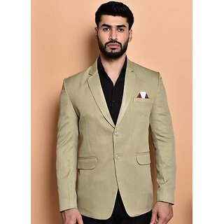                       PrintCultr PrintCultr Men Solid Single Breasted Casual Blazer (Beige)                                              