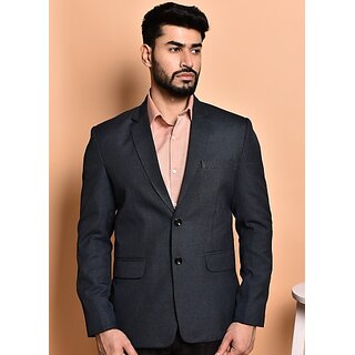                       PrintCultr PrintCultr Men Solid Single Breasted Casual Blazer (Blue)                                              