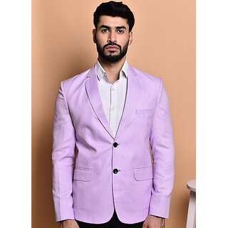                       Print Cultr PRINT CULTR Men Solid Single Breasted Casual Blazer (Purple)                                              