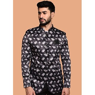                       PrintCultr PrintCultr Men Printed Single Breasted Casual Blazer (Black)                                              