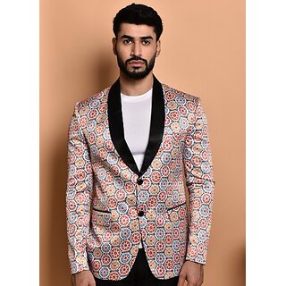                       Print Cultr Printed Mandarin Festive & Wedding Men Blazer (Multicolor)                                              