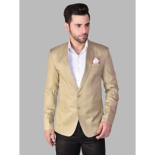                       METRONAUT Men Solid Single Breasted Casual Blazer (Beige)                                              