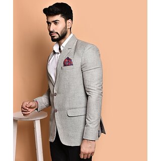                       Print Cultr Solid Mandarin Festive & Wedding Men Blazer (Grey)                                              