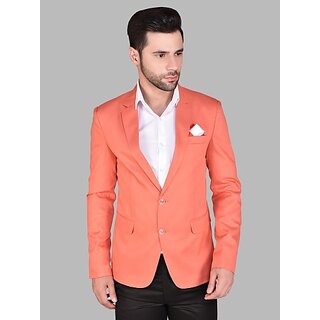                       PrintCultr Men Solid Single Breasted Casual Blazer (Pink)                                              