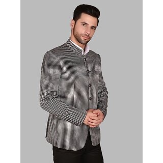                       PrintCultr Men Printed Single Breasted Casual Blazer (Black)                                              