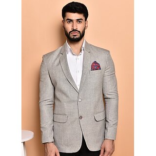                       PrintCultr PrintCultr Men Solid Single Breasted Casual Blazer (Grey)                                              