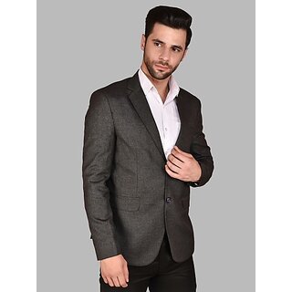                       PrintCultr Men Self Design Single Breasted Casual Blazer (Black)                                              