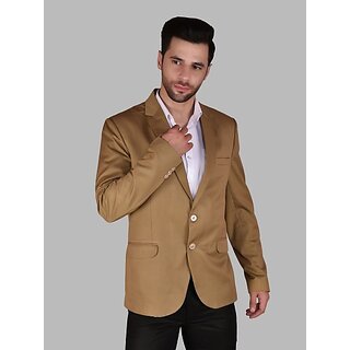                       PrintCultr Men Solid Single Breasted Casual Blazer (Beige)                                              