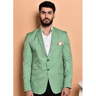                       PrintCultr PrintCultr Men Solid Single Breasted Casual Blazer (Green)                                              